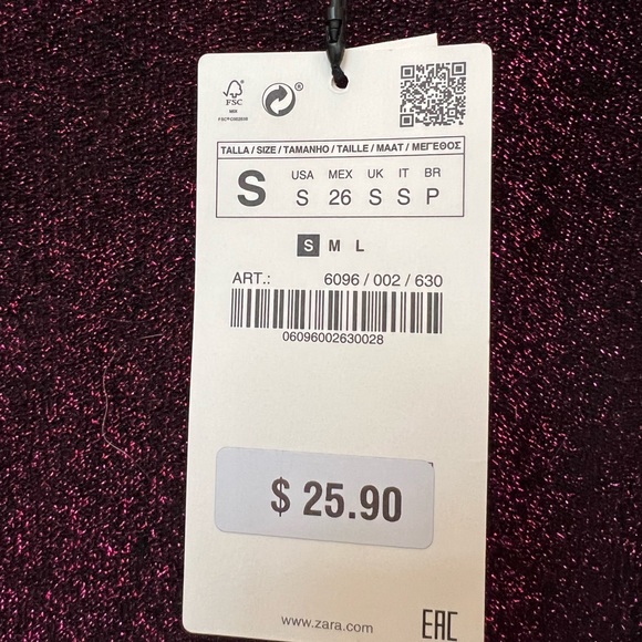 NWT Zara magenta glitter bodysuit small - Picture 2 of 5